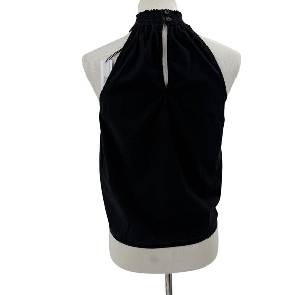 Red Haute Black Halter Top With Embroidered Details & Tie Waist - Picture 2 of 8